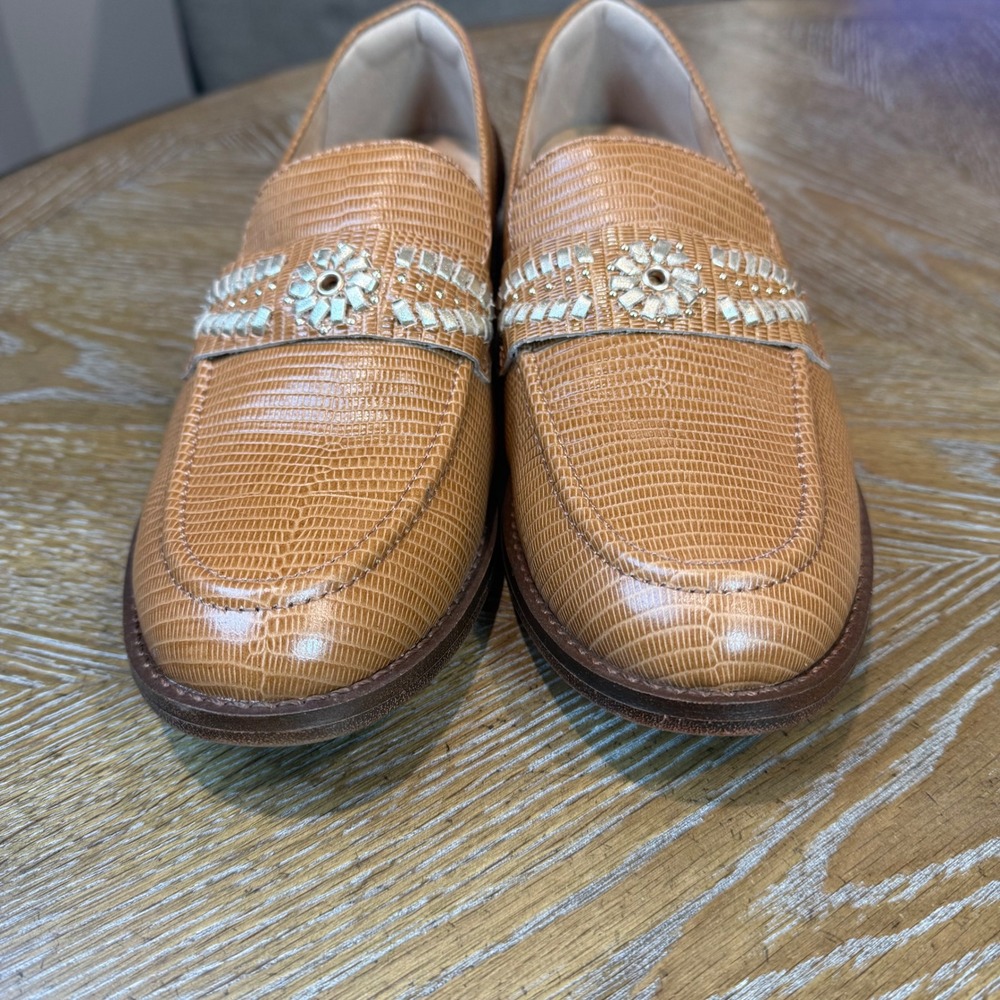 Brioso Frisco Lizard Embossed Leather Loafers Brown Slip On‎ Size 10 - Picture 3 of 10